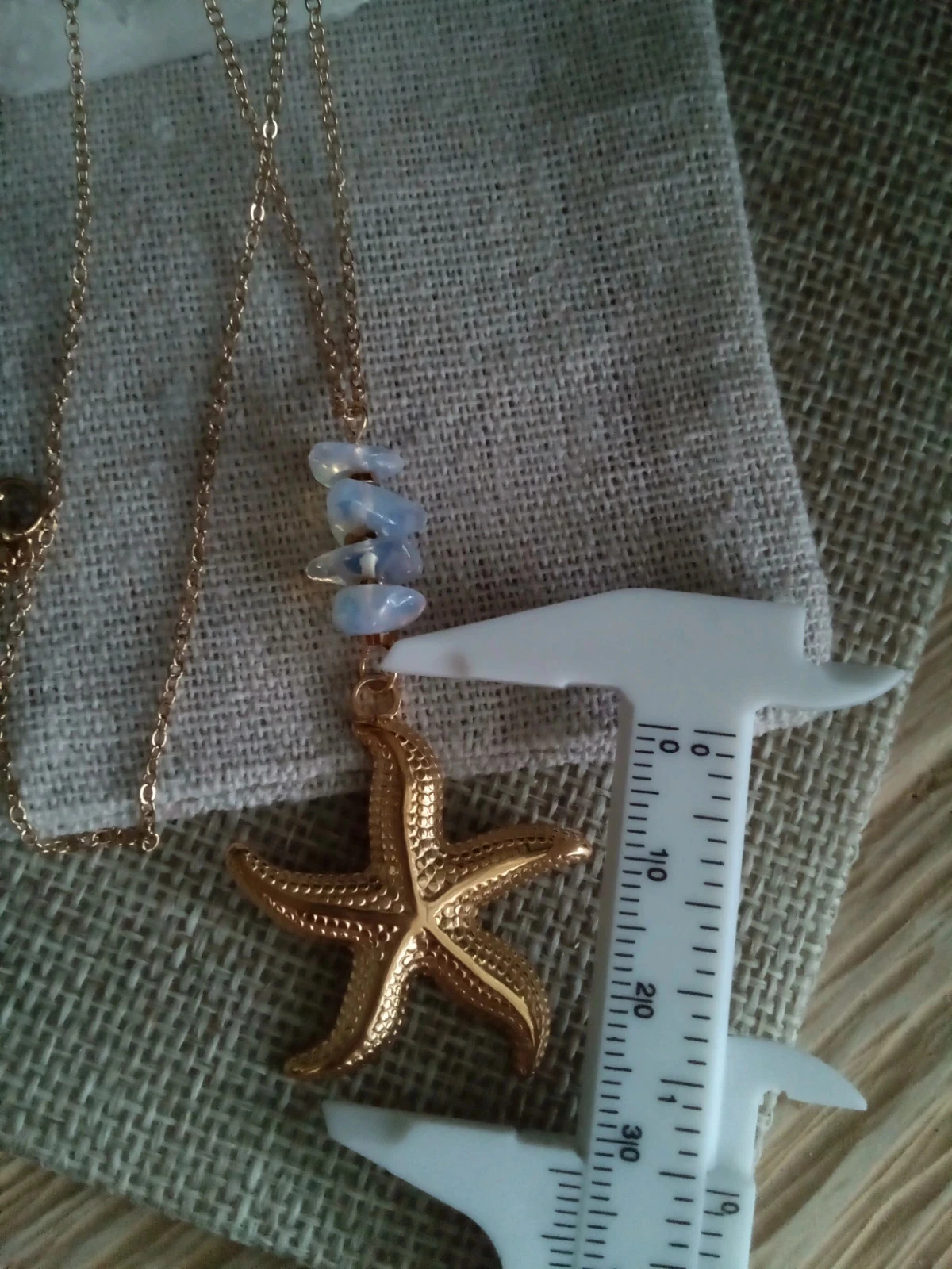 Collier étoile de mer et pierres opaline – photo 3